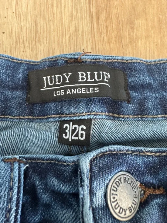 Judy Blue High Waist Tummy Control Contrast Flare Denim sz 26 - Picture 5 of 13